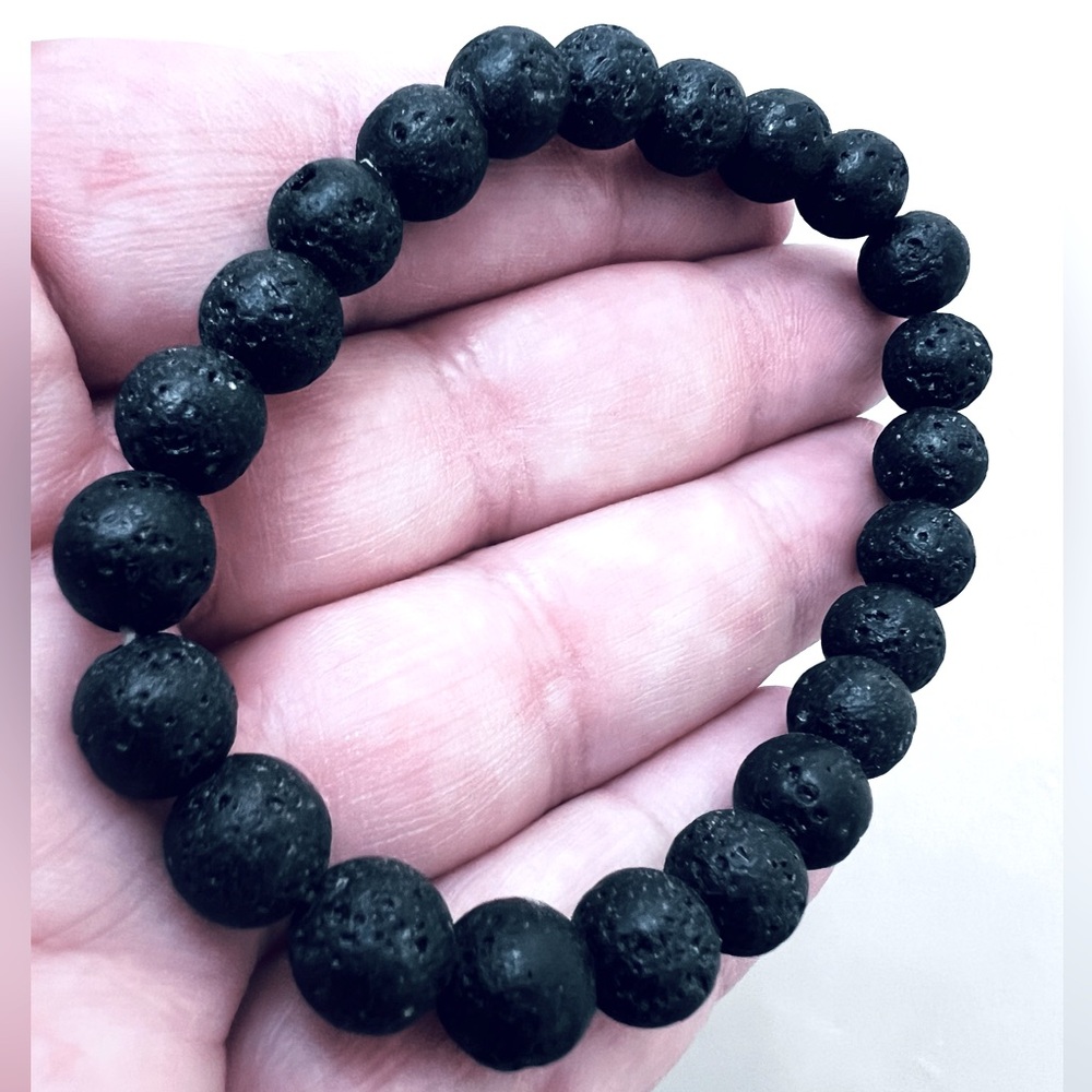 Natural Lava Stone Stretch 6.5” Bracelet
